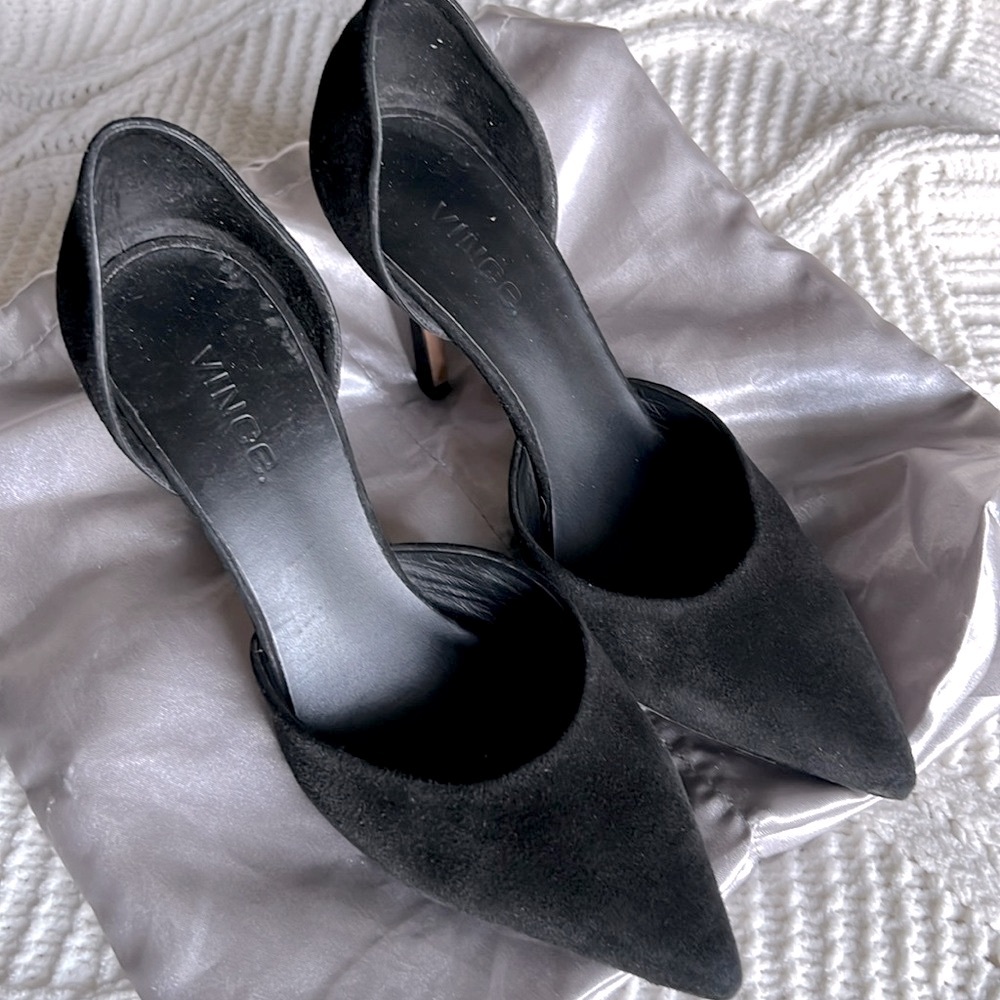 Black suede heels, excellent condition